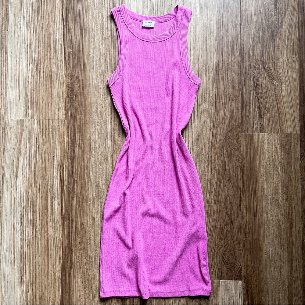 Cotton:On Essential Rib Racer Mini Dress in Deep Magenta in XS